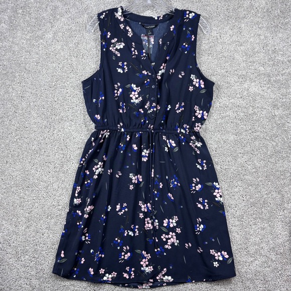 41 Hawthorn Dresses & Skirts - 41 Hawthorn Womens Navy Blue Floral Sleeveless Dress L WGW70390 Elastic Waist